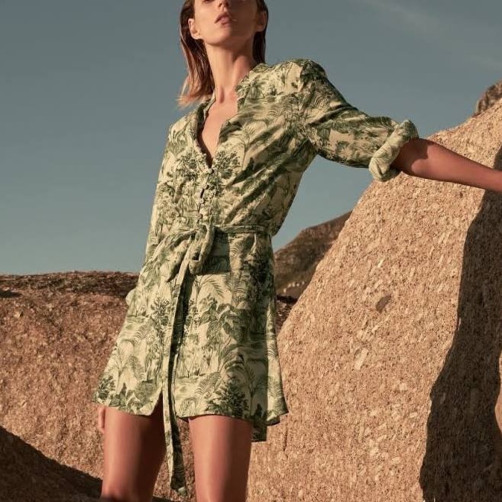 NWT Long Sleeved Green Zara Dress